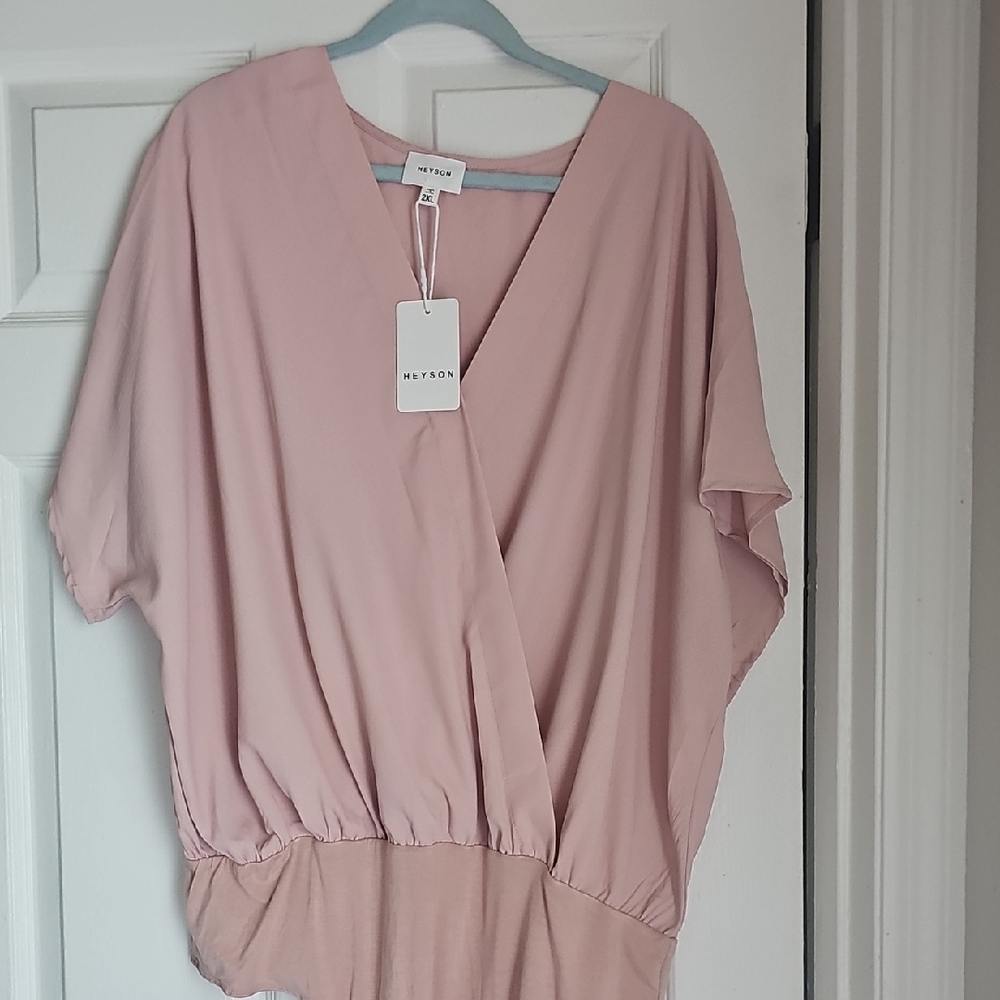 Blush Pink Wrap Bodysuit By Heyson